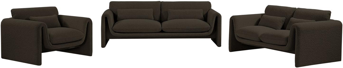 kira brown boucle fabric sofa s