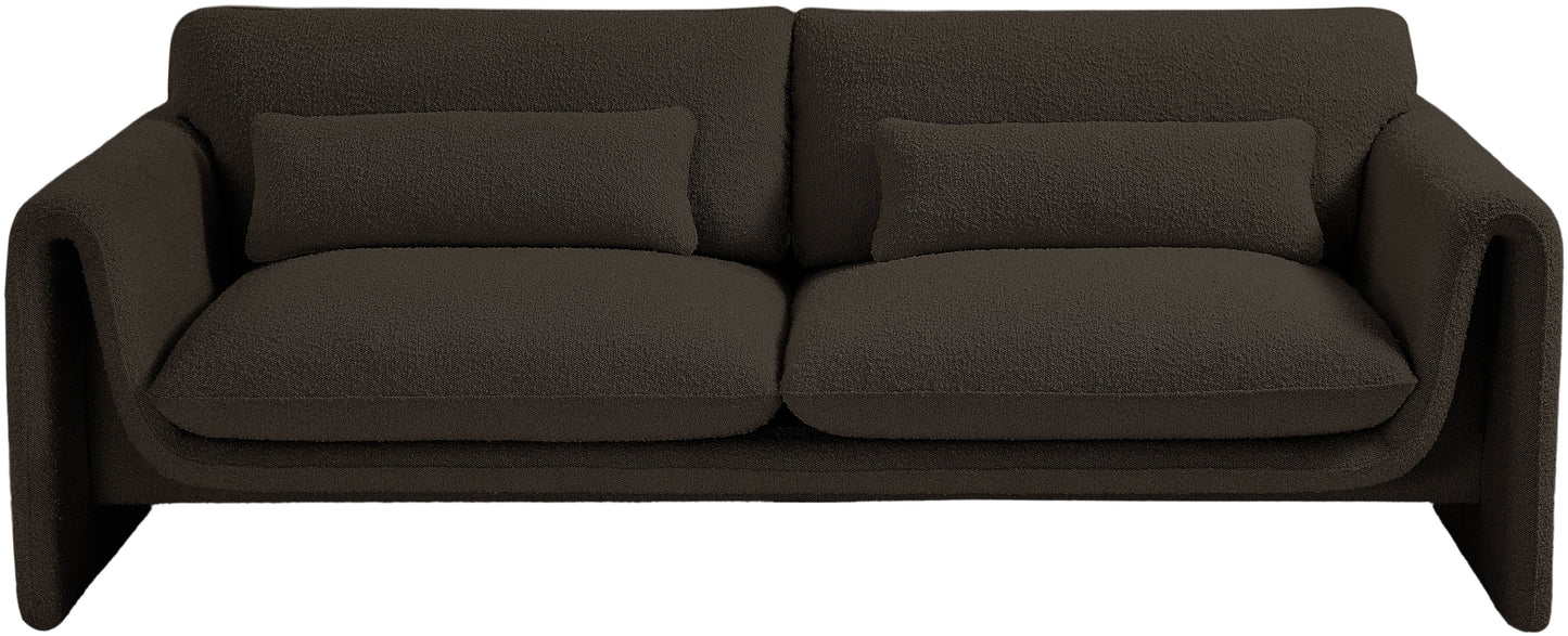 kira brown boucle fabric sofa s