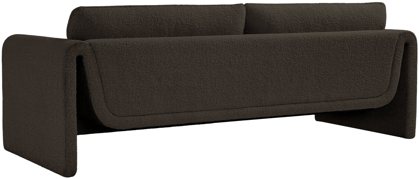 kira brown boucle fabric sofa s