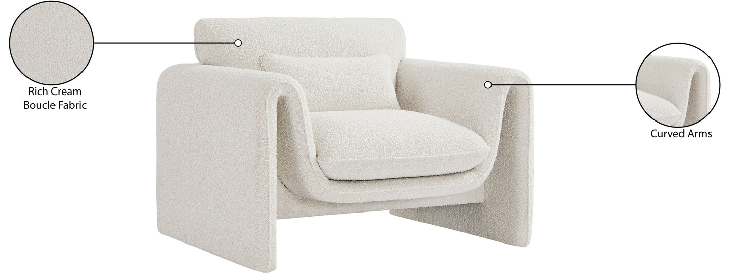 kira cream boucle fabric chair c