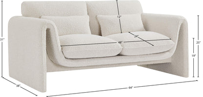 Kira Cream Boucle Fabric Loveseat L