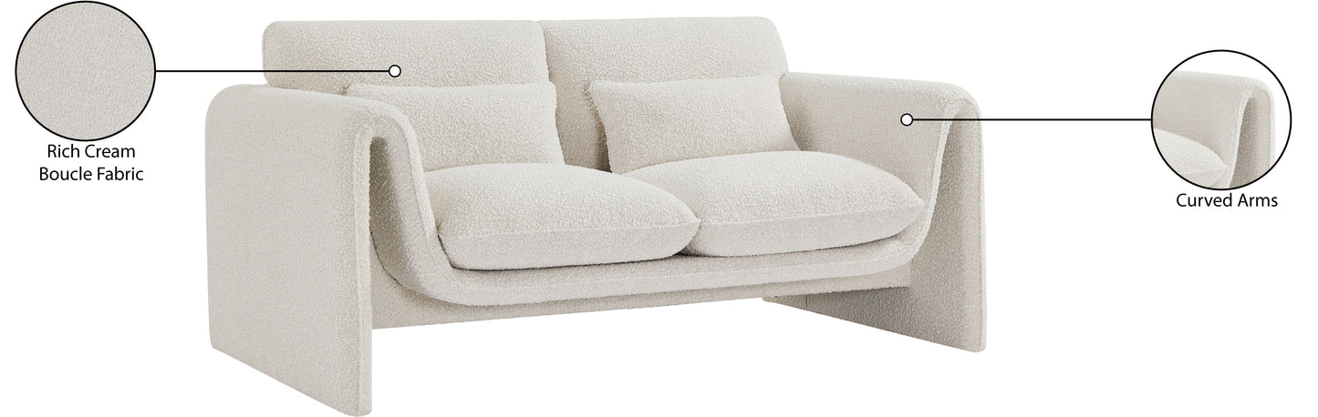 kira cream boucle fabric loveseat l