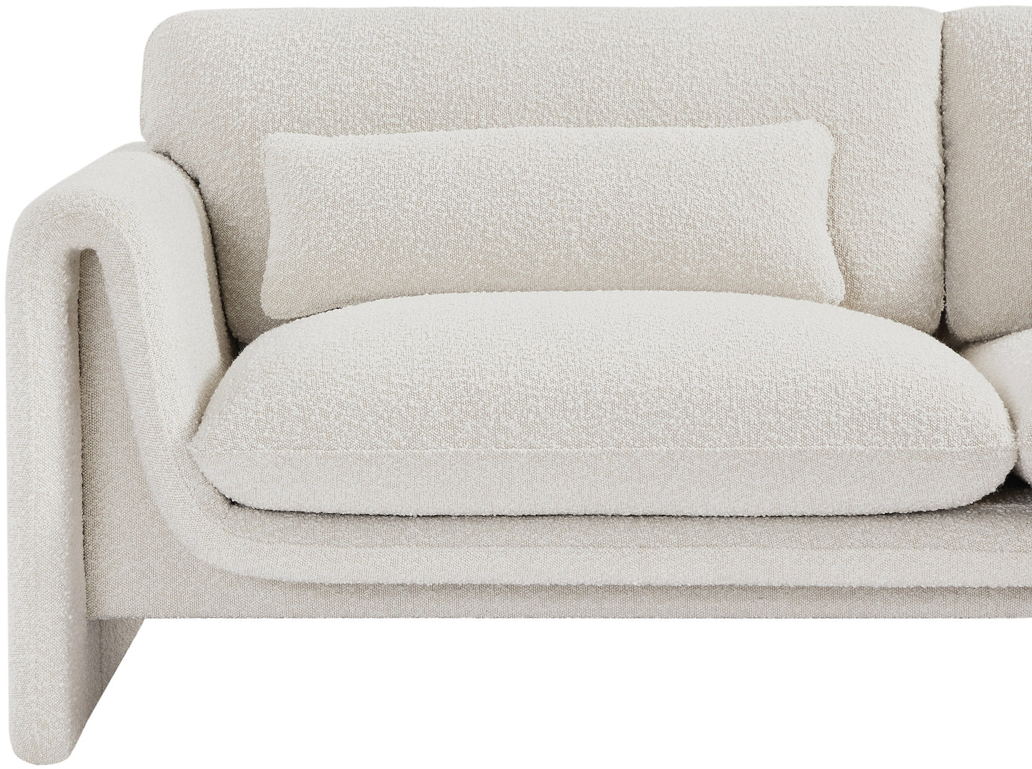 kira cream boucle fabric loveseat l