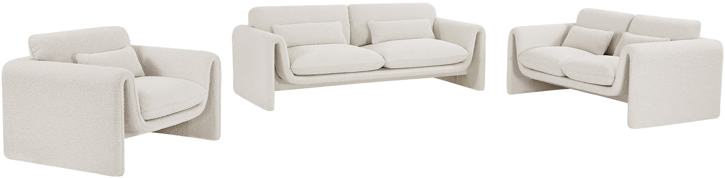 kira cream boucle fabric loveseat l