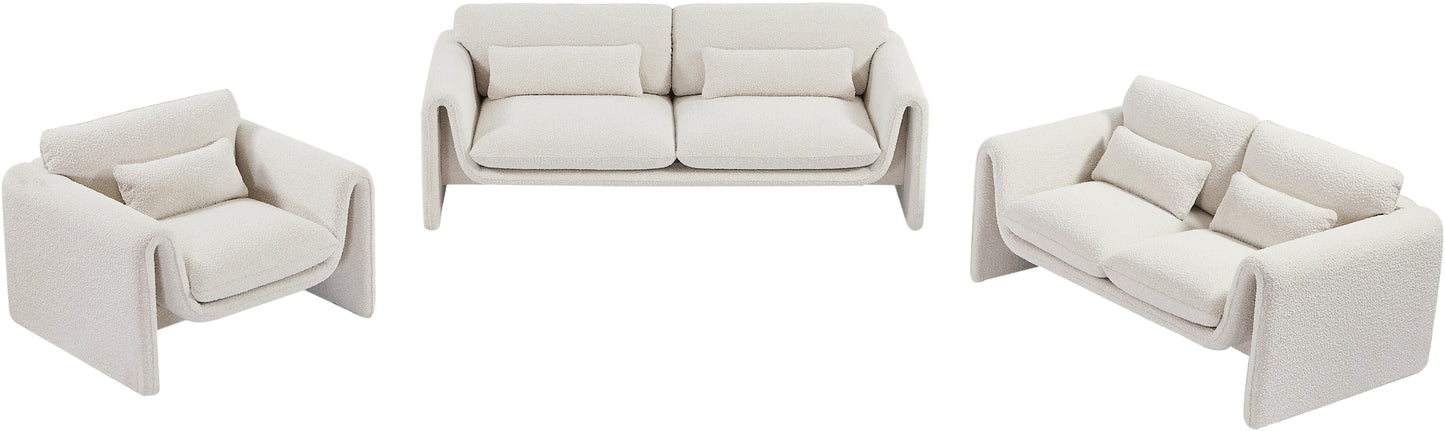 kira cream boucle fabric loveseat l