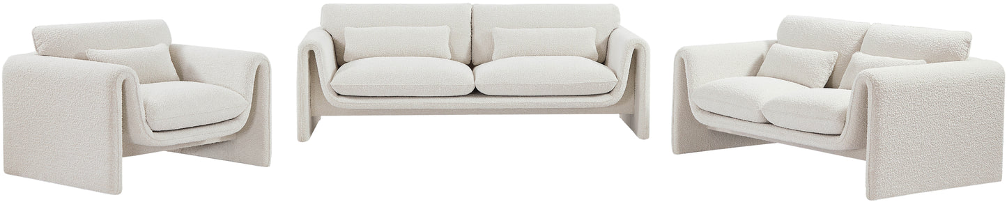 kira cream boucle fabric loveseat l