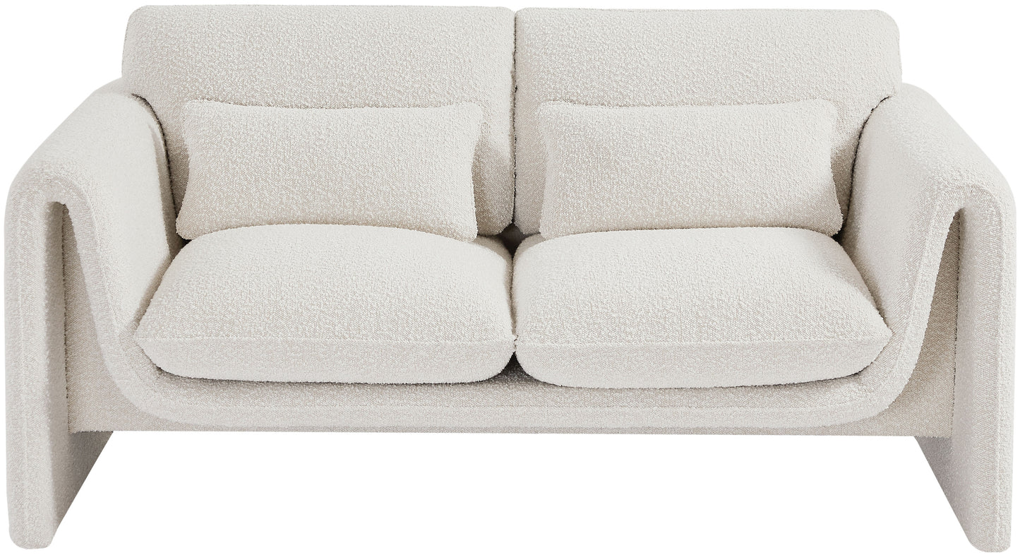 kira cream boucle fabric loveseat l