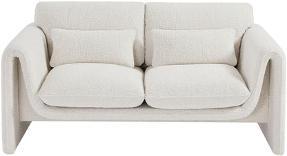 Kira Cream Boucle Fabric Loveseat L