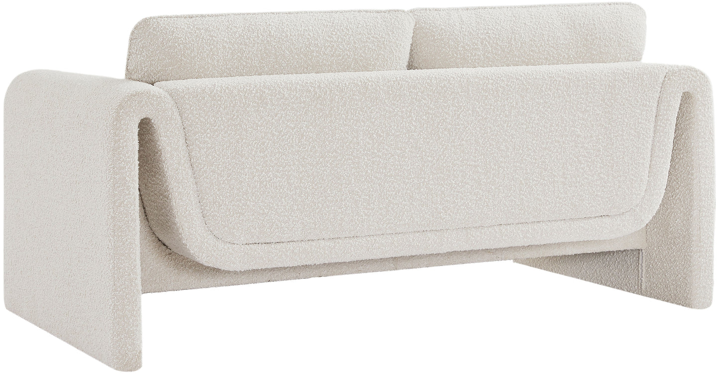 kira cream boucle fabric loveseat l