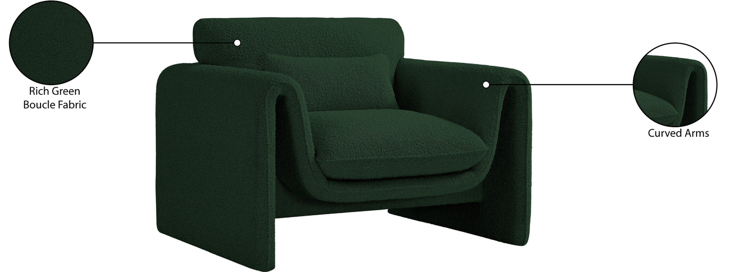 kira green boucle fabric chair c