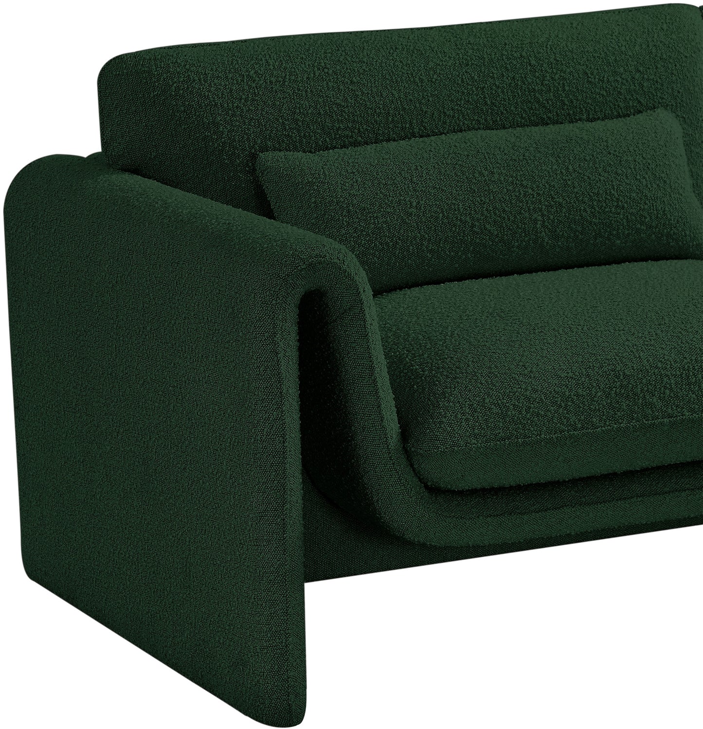 kira green boucle fabric chair c