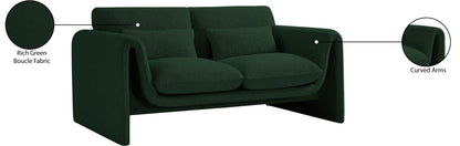 Kira Green Boucle Fabric Loveseat L