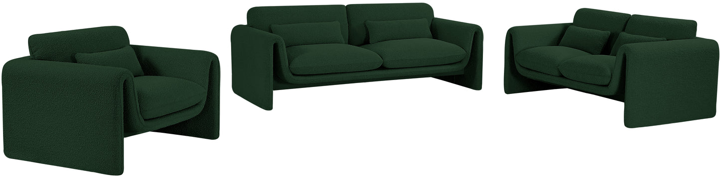 kira green boucle fabric loveseat l