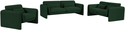 Kira Green Boucle Fabric Loveseat L