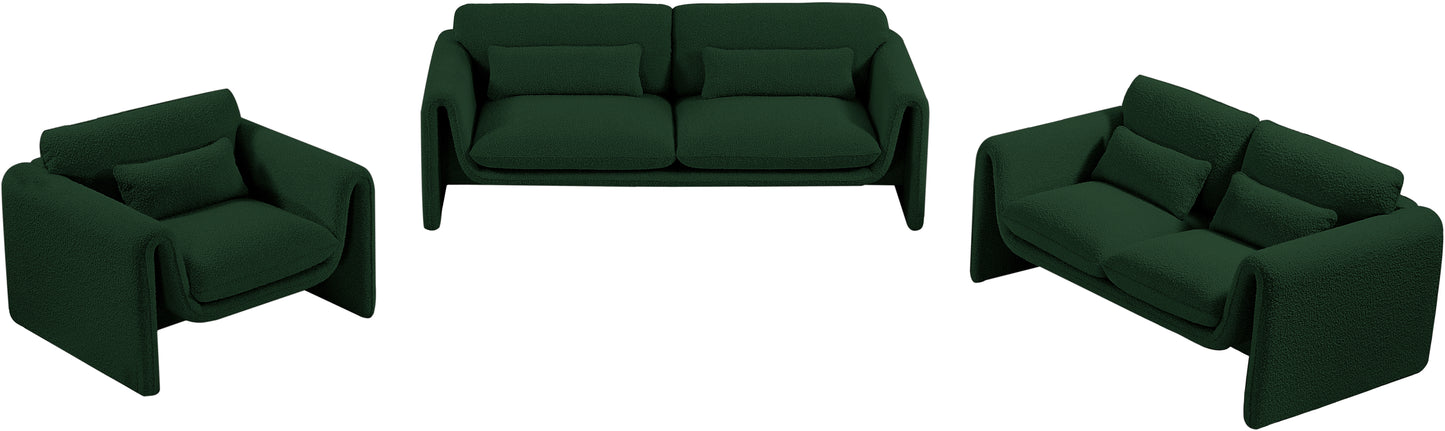 kira green boucle fabric loveseat l