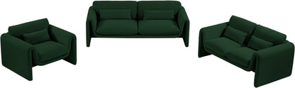 Kira Green Boucle Fabric Loveseat L