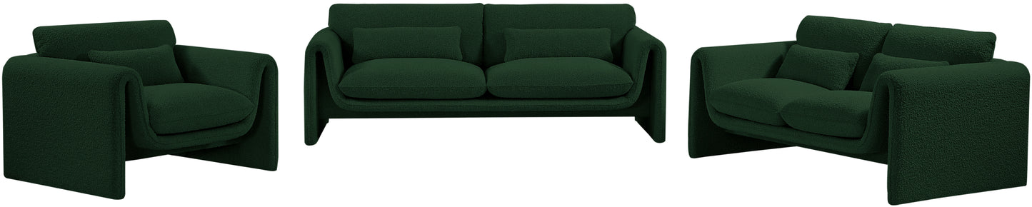 kira green boucle fabric loveseat l