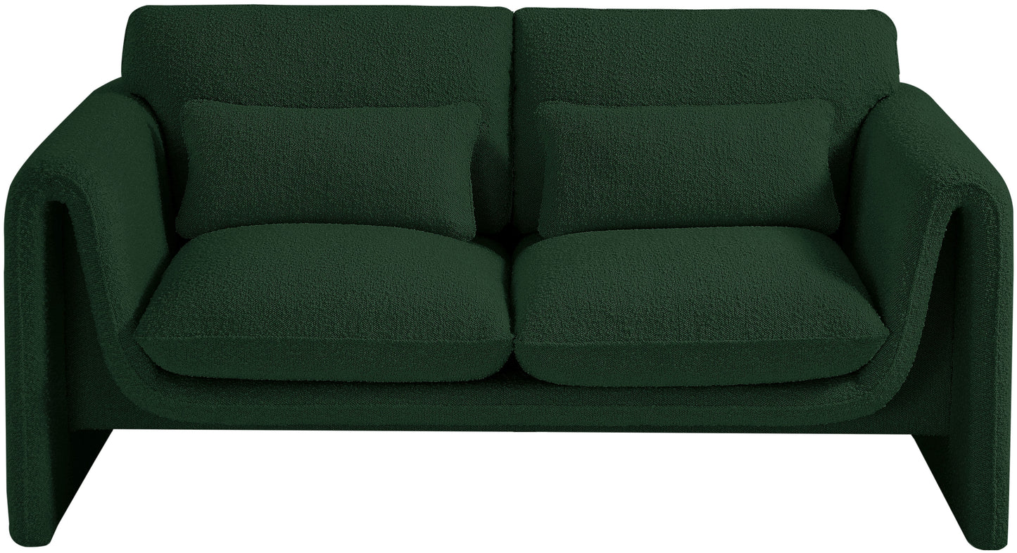 kira green boucle fabric loveseat l