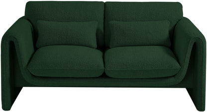 Kira Green Boucle Fabric Loveseat L