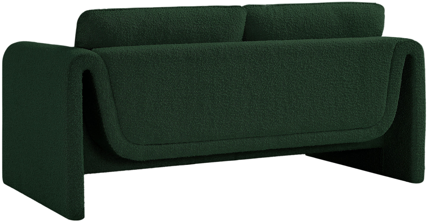 kira green boucle fabric loveseat l