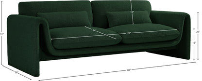 Kira Green Boucle Fabric Sofa S