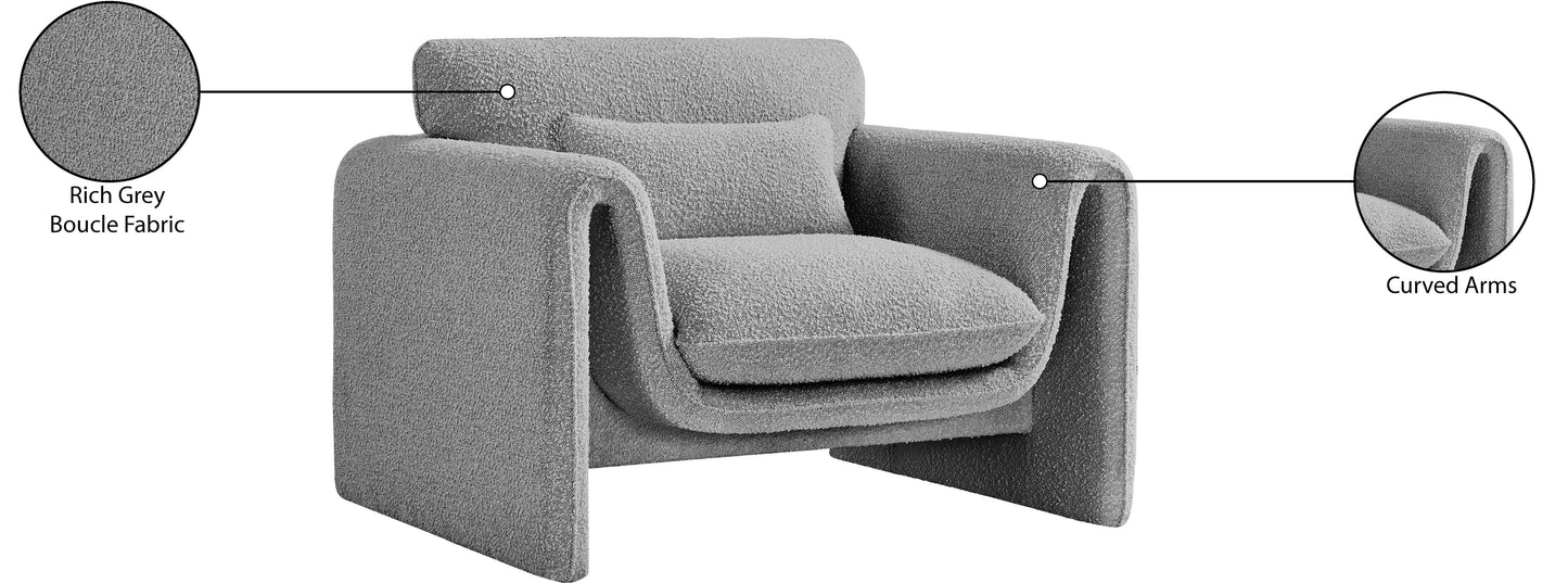 kira grey boucle fabric chair c