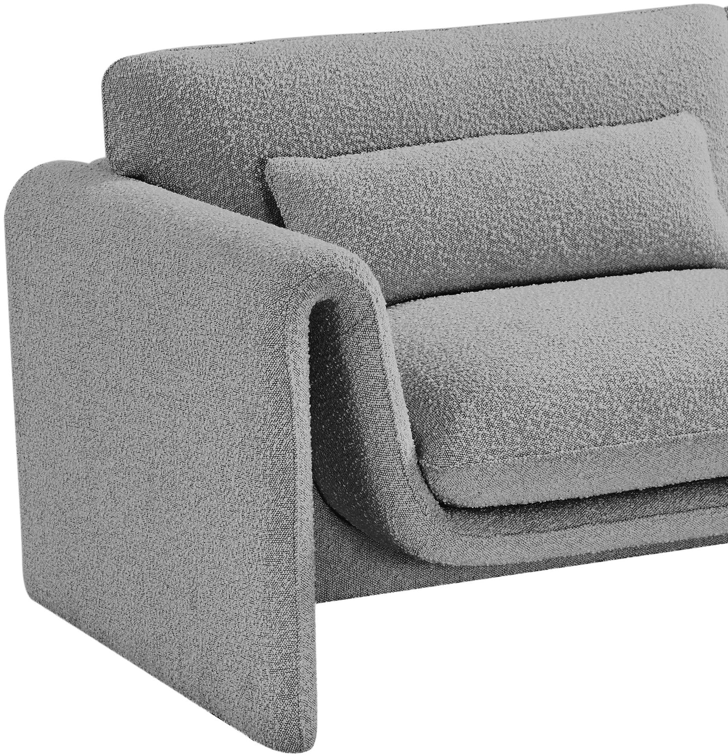 kira grey boucle fabric chair c