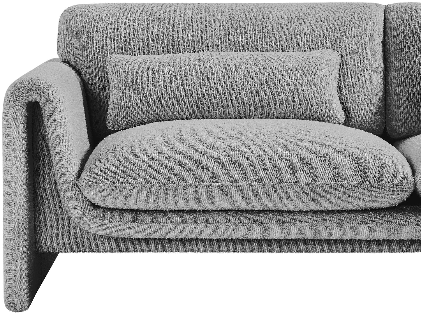 kira grey boucle fabric loveseat l