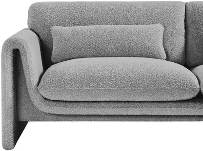 Kira Grey Boucle Fabric Loveseat L