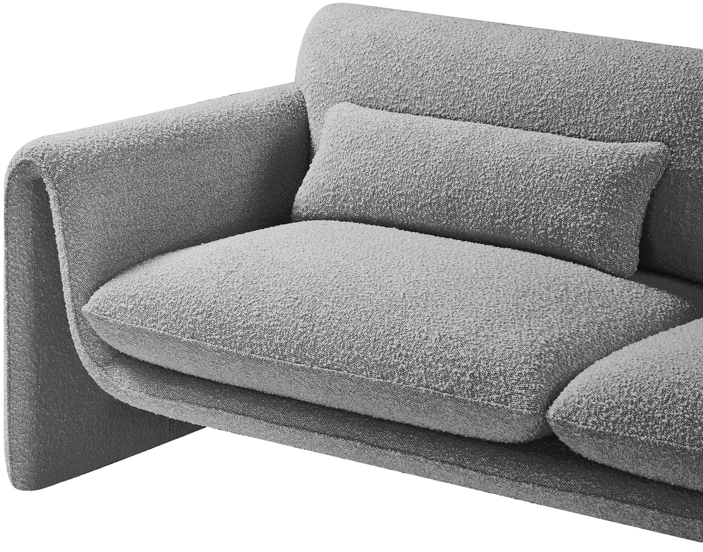 kira grey boucle fabric loveseat l