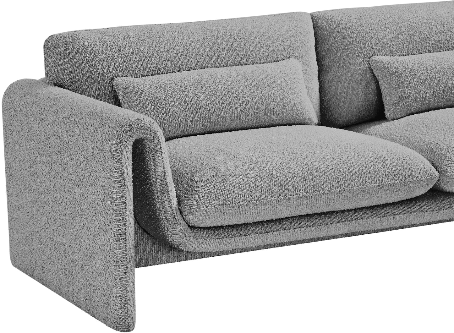 kira grey boucle fabric loveseat l