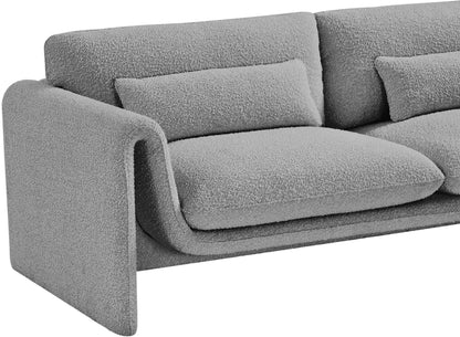 Kira Grey Boucle Fabric Loveseat L