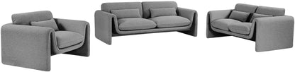 Kira Grey Boucle Fabric Loveseat L