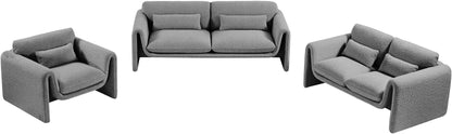 Kira Grey Boucle Fabric Loveseat L