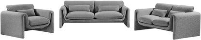 Kira Grey Boucle Fabric Loveseat L