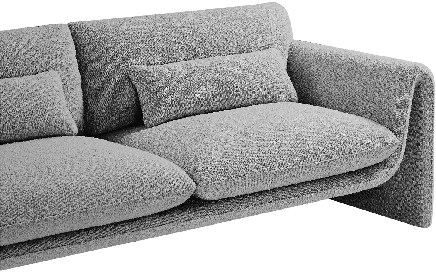 kira grey boucle fabric loveseat l