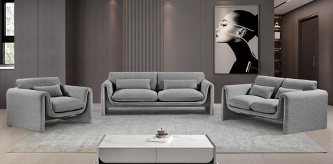 Waverly 86" Grey Boucle Fabric Upholstered Sofa, 1 Piece