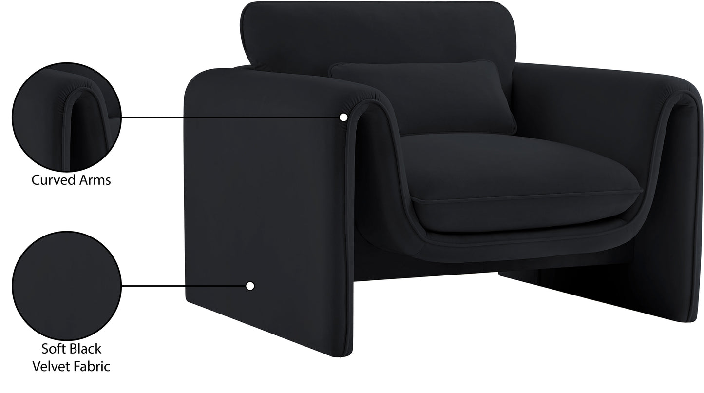 encore black velvet fabric chair c