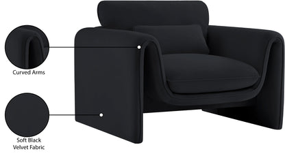 Encore Black Velvet Fabric Chair C