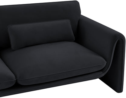 Encore Black Velvet Fabric Loveseat L