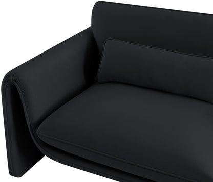 Encore Black Velvet Fabric Loveseat L