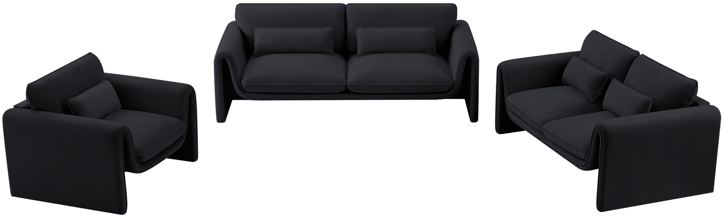 encore black velvet fabric loveseat l