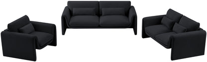 Encore Black Velvet Fabric Loveseat L