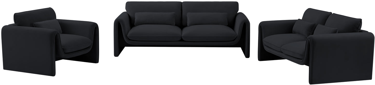 encore black velvet fabric loveseat l