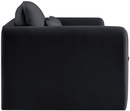 Encore Black Velvet Fabric Loveseat L