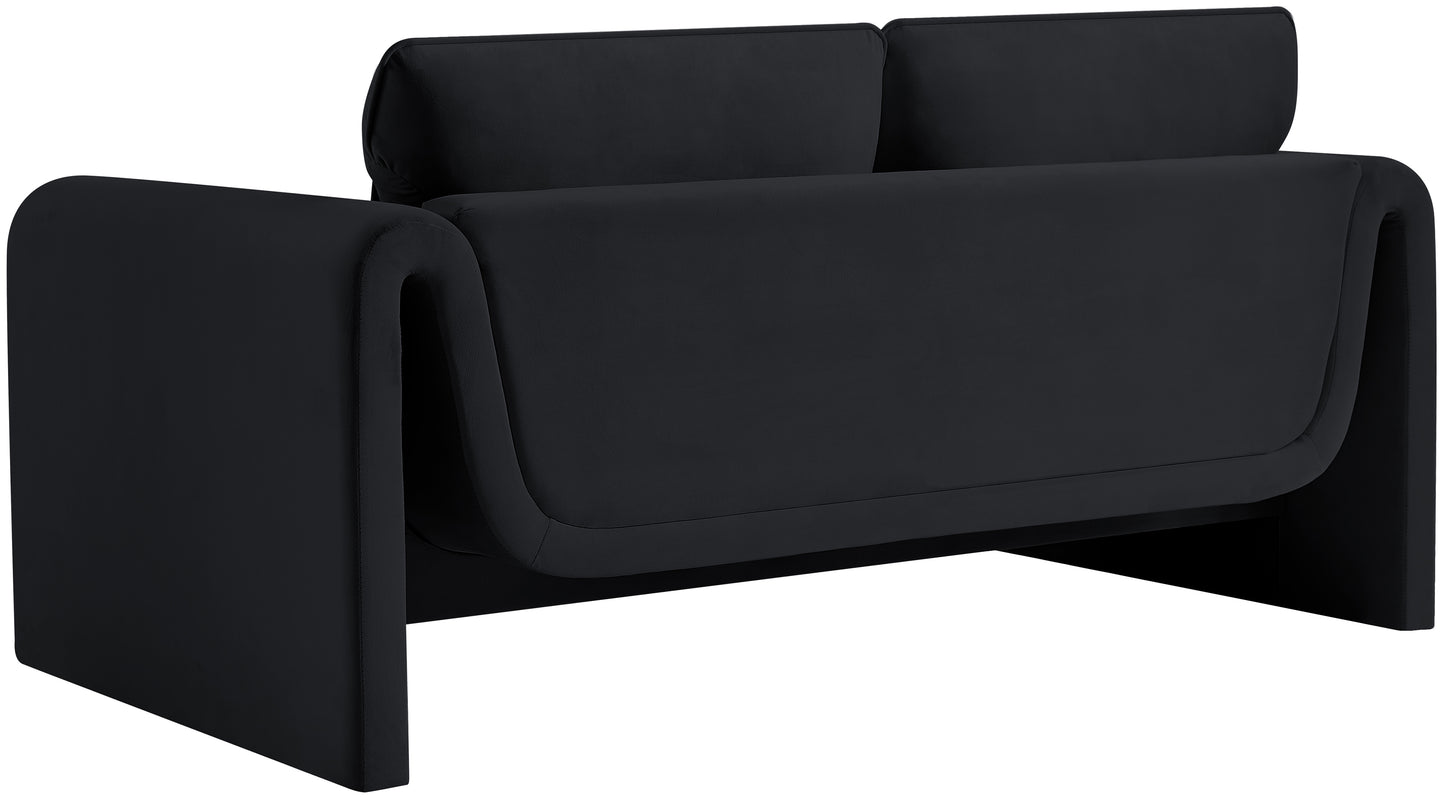 encore black velvet fabric loveseat l