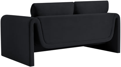 Encore Black Velvet Fabric Loveseat L