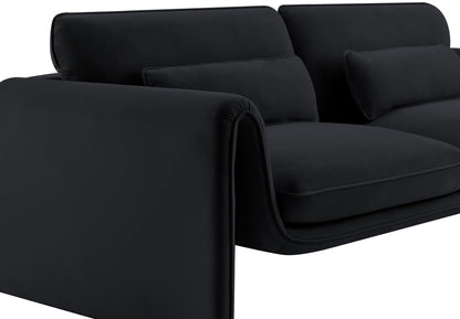 Encore Black Velvet Fabric Loveseat L