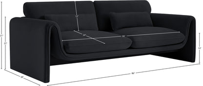 Encore Black Velvet Fabric Sofa S