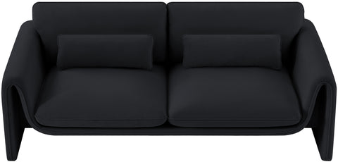 Encore Black Velvet Fabric Sofa S